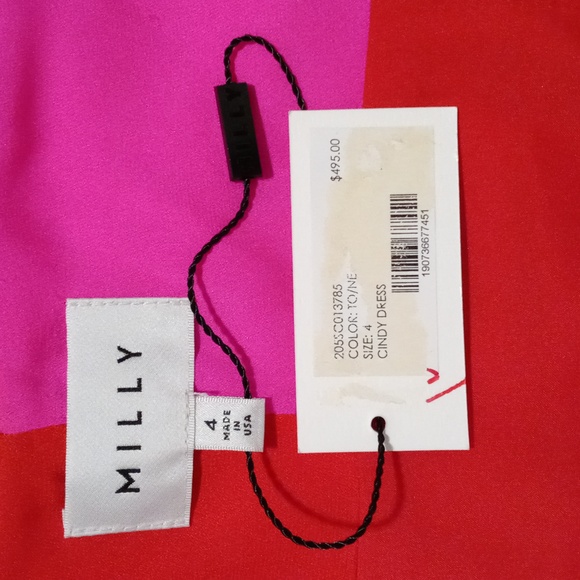 🆕️ 💋Milly💋 - Two-Tone Red/Hot Pink Cindy Silk Stretch Cocktail Dress - Picture 3 of 16